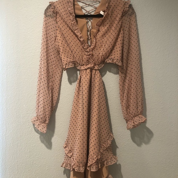 Wayf Dresses & Skirts - pink polka-dot cutout dress